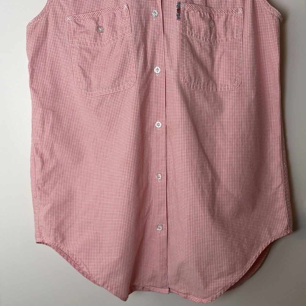 Vintage 90s Women’s Top Red Gingham Sleeveless Buttondown Cotton Sz M Butter Mom - Picture 5 of 8